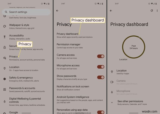 Android 12 गोपनीयता डैशबोर्ड तक कैसे पहुंचें