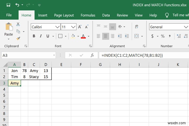 Excel में INDEX और MATCH फंक्शन का उपयोग कैसे करें