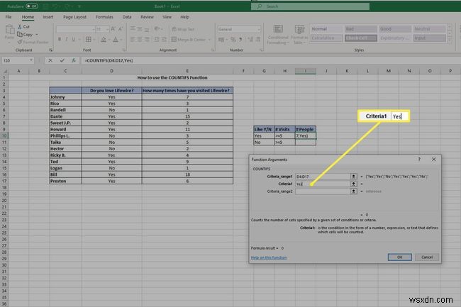 Excel में COUNTIFS फ़ंक्शन का उपयोग कैसे करें