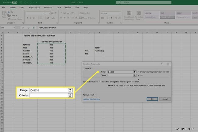 Excel में COUNTIF फ़ंक्शन का उपयोग कैसे करें