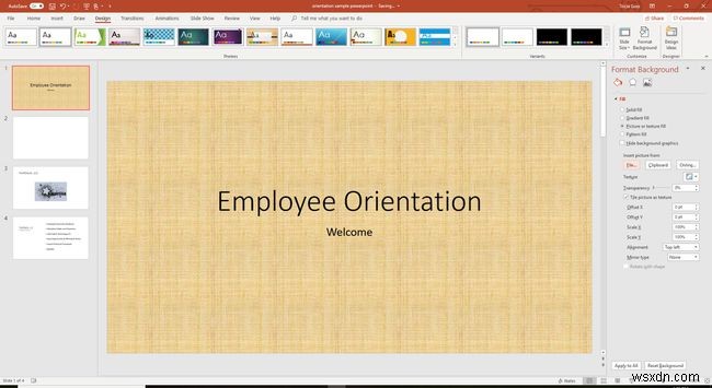 PowerPoint स्लाइड में पृष्ठभूमि चित्र कैसे जोड़ें
