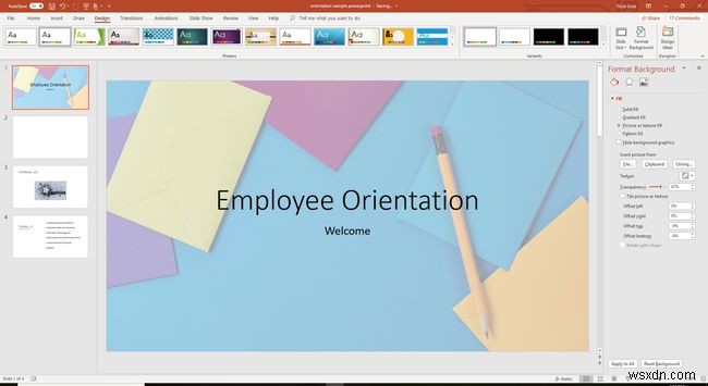 PowerPoint स्लाइड में पृष्ठभूमि चित्र कैसे जोड़ें