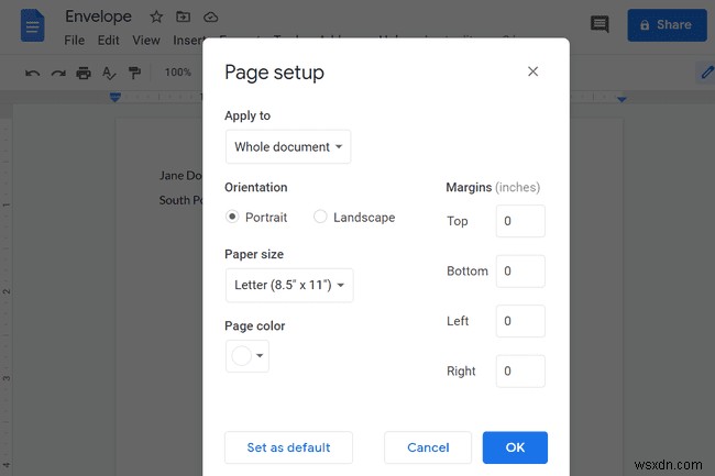 Google डॉक्स लिफाफा टेम्प्लेट कैसे बनाएं