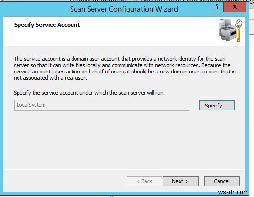 Windows Server 2012 R2 पर वितरित स्कैन सर्वर को कॉन्फ़िगर करना 