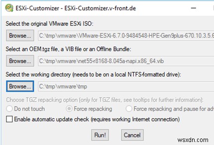 VMWare ESXi 6.7 ISO इमेज में थर्ड-पार्टी ड्राइवर्स जोड़ना 