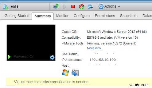 VMWare:वर्चुअल मशीन डिस्क समेकन की आवश्यकता है 