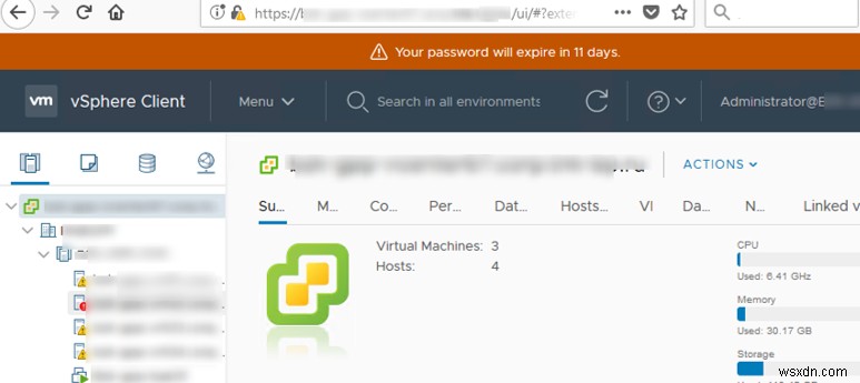 VMWare vSphere:पासवर्ड समाप्ति सेटिंग्स का प्रबंधन 