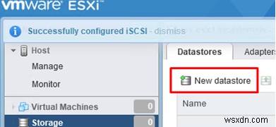 VMware ESXi पर iSCSI डेटास्टोर (LUN) को कॉन्फ़िगर करना 