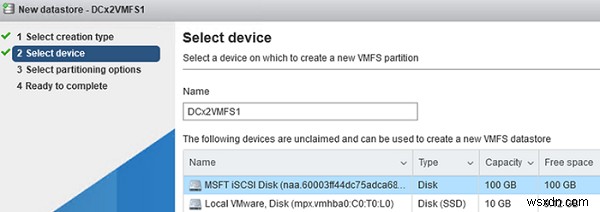 VMware ESXi पर iSCSI डेटास्टोर (LUN) को कॉन्फ़िगर करना 