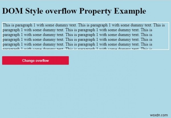 HTML DOM स्टाइल ओवरफ्लो प्रॉपर्टी 