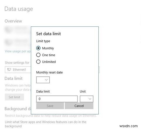 विंडोज़ में डेटा उपयोग सीमा कैसे सेट करें 
