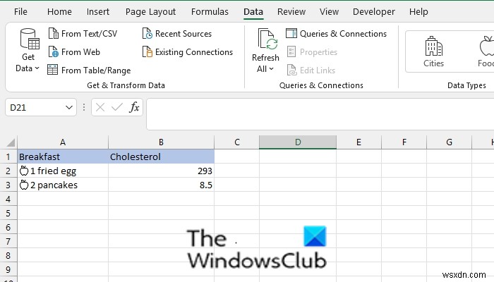 Microsoft Excel में खाद्य डेटा प्रकार का उपयोग कैसे करें 