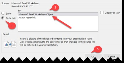 Microsoft PowerPoint में एक्सेल वर्कशीट में डेटा के एक हिस्से को कैसे लिंक करें