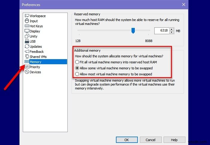 पर्याप्त भौतिक स्मृति उपलब्ध नहीं है VMware त्रुटि 