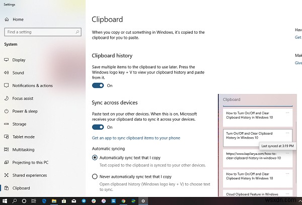 विंडोज 11/10 में क्लिपबोर्ड इतिहास को कैसे चालू / बंद करें और साफ़ करें 