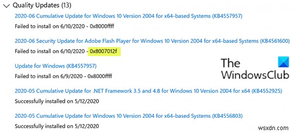 Windows 10 पर Windows अद्यतन त्रुटि 0x8007012f ठीक करें 