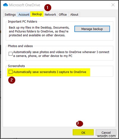 OneDrive को Windows 11/10 पर प्रिंट स्क्रीन कुंजी लेने से रोकें 