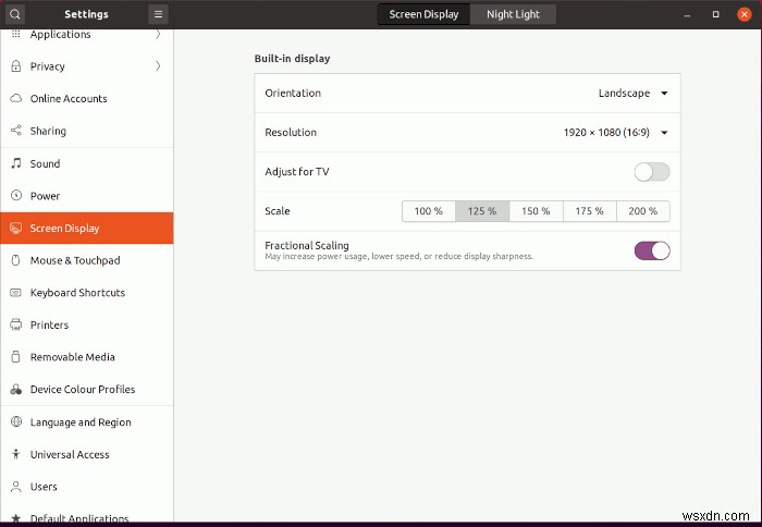 Ubuntu 20.04 में भिन्नात्मक स्केलिंग को कैसे सक्षम करें 