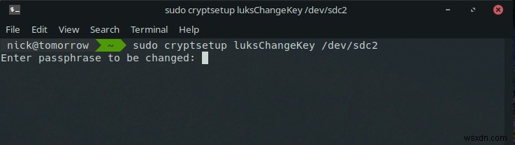 अपना LUKS एन्क्रिप्शन पासफ़्रेज़ कैसे बदलें 