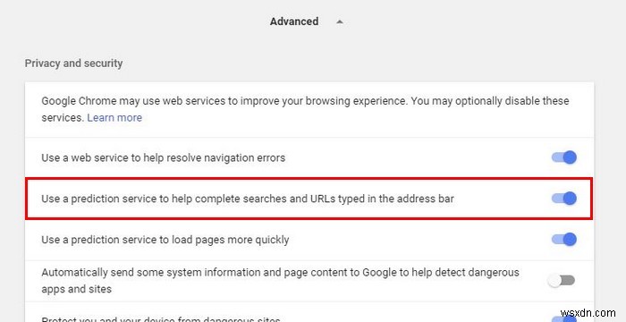 Chrome URL स्वतः पूर्ण कैसे बंद करें 