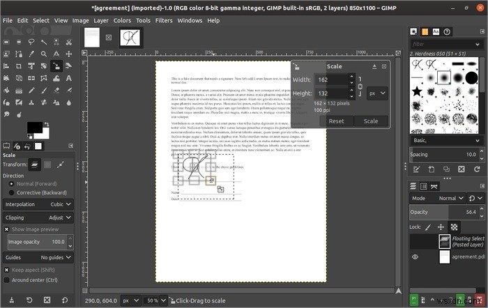 GIMP के साथ दस्तावेज़ पर हस्ताक्षर कैसे करें 