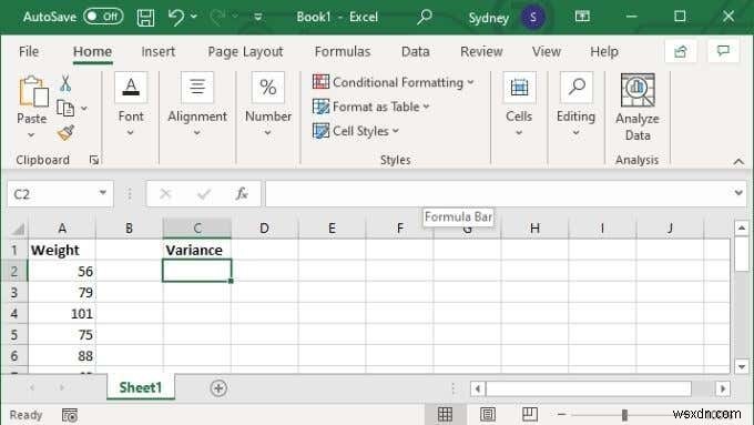 Excel में वेरिएंस की गणना कैसे करें