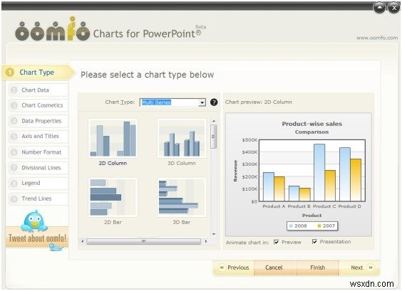 Oomfo: PowerPoint प्रेजेंटेशन के लिए शानदार चार्ट बनाएं