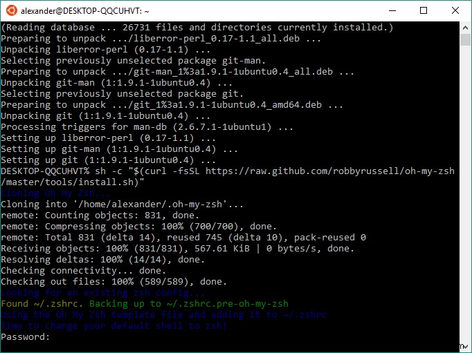 विंडोज 10 में zsh और Oh My Zsh कैसे इंस्टॉल करें