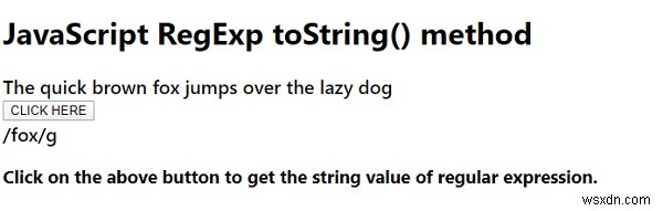 JavaScript RegExp toString() मेथड