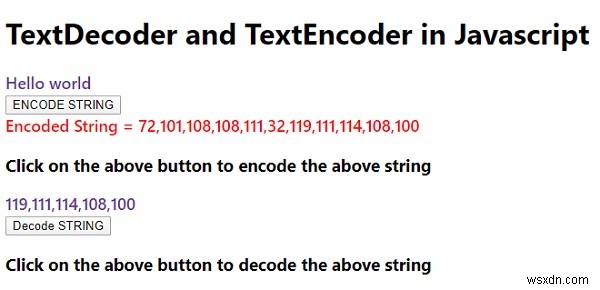 JavaScript में TextDecoder और TextEncoder