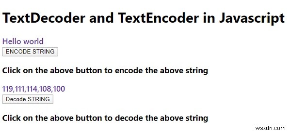 JavaScript में TextDecoder और TextEncoder