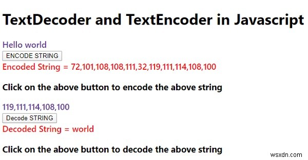 JavaScript में TextDecoder और TextEncoder
