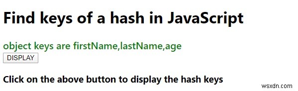 JavaScript में हैश (ऑब्जेक्ट) की कीज़ (keys) कैसे खोजें?