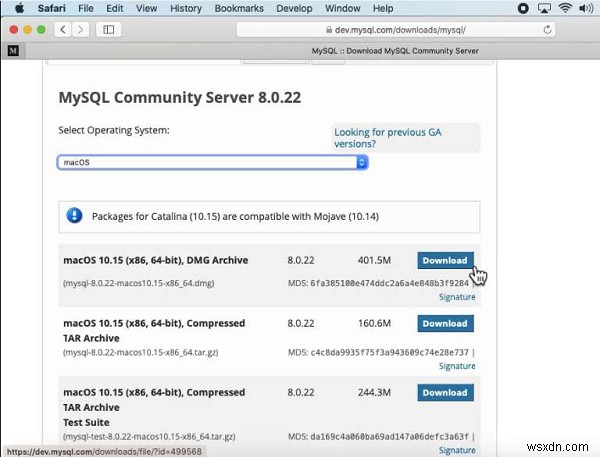 macOS पर MySQL इंस्टॉल करना
