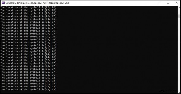 OpenCV में C++ का उपयोग करके आंख की पुतली की गति का पता लगाएं और ट्रैक करें