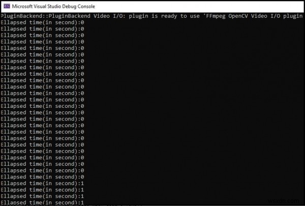 OpenCV में C++ का उपयोग करके बीता हुआ समय गणना करें
