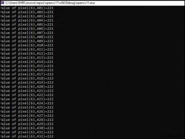 OpenCV में C++ का उपयोग करके सिंगल चैनल इमेज का पिक्सेल मान कैसे पढ़ें?