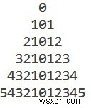 C++ प्रोग्राम त्रिकोणीय पैटर्न के लिए (0 के आसपास मिरर इमेज)
