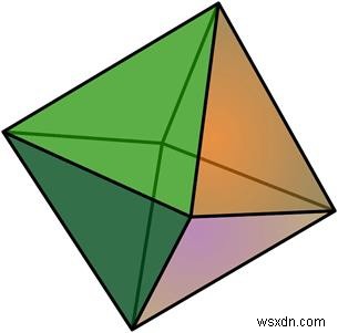 C++ में अष्टफलक का पृष्ठीय क्षेत्रफल