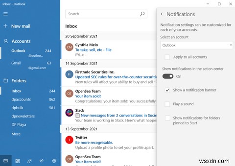 Windows 10 में मेल नोटिफिकेशन कैसे बंद करें