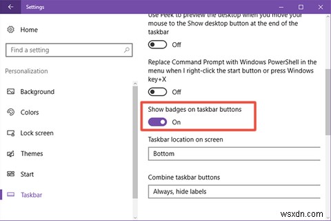 विंडोज़ 10 टास्कबार में ऐप बैज कैसे दिखाएं या छिपाएं