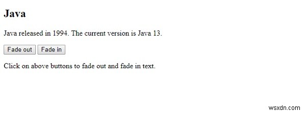 jQuery fadeIn() मेथड
