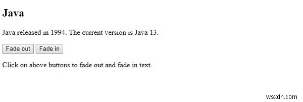 jQuery fadeIn() मेथड