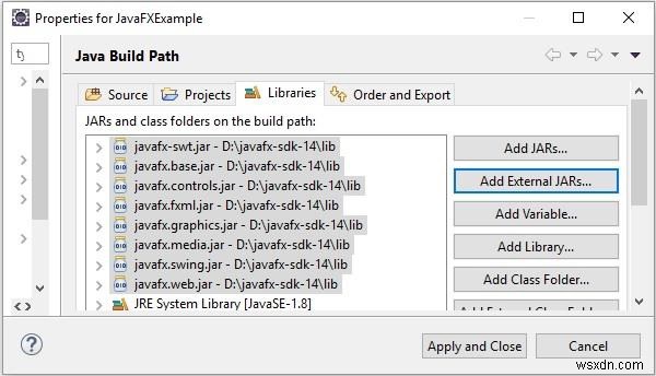 Eclipse के साथ JavaFX सेटअप