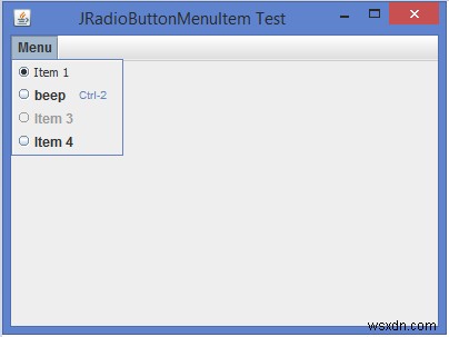 Java में JRadioButtonMenuItem कैसे प्रदर्शित करें?