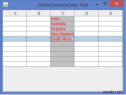 Java में JTable के व्यक्तिगत कॉलम के लिए बैकग्राउंड/फोरग्राउंड कलर कैसे सेट करें?