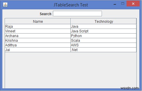 Java में JTable की सर्च कार्यक्षमता कैसे इम्प्लीमेंट करें?