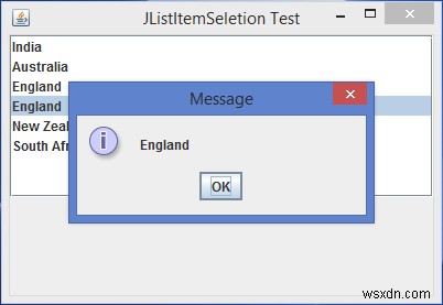 Java में JList आइटम चुनने पर मान कैसे प्रदर्शित करें?
