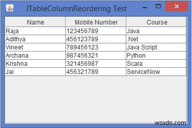 Java में JTable के कॉलम्स की री-ऑर्डरिंग को कैसे रोकें?