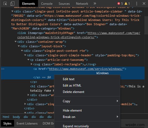 Google Chrome का उपयोग करके वेबसाइट टेक्स्ट को नकली संपादित कैसे करें
